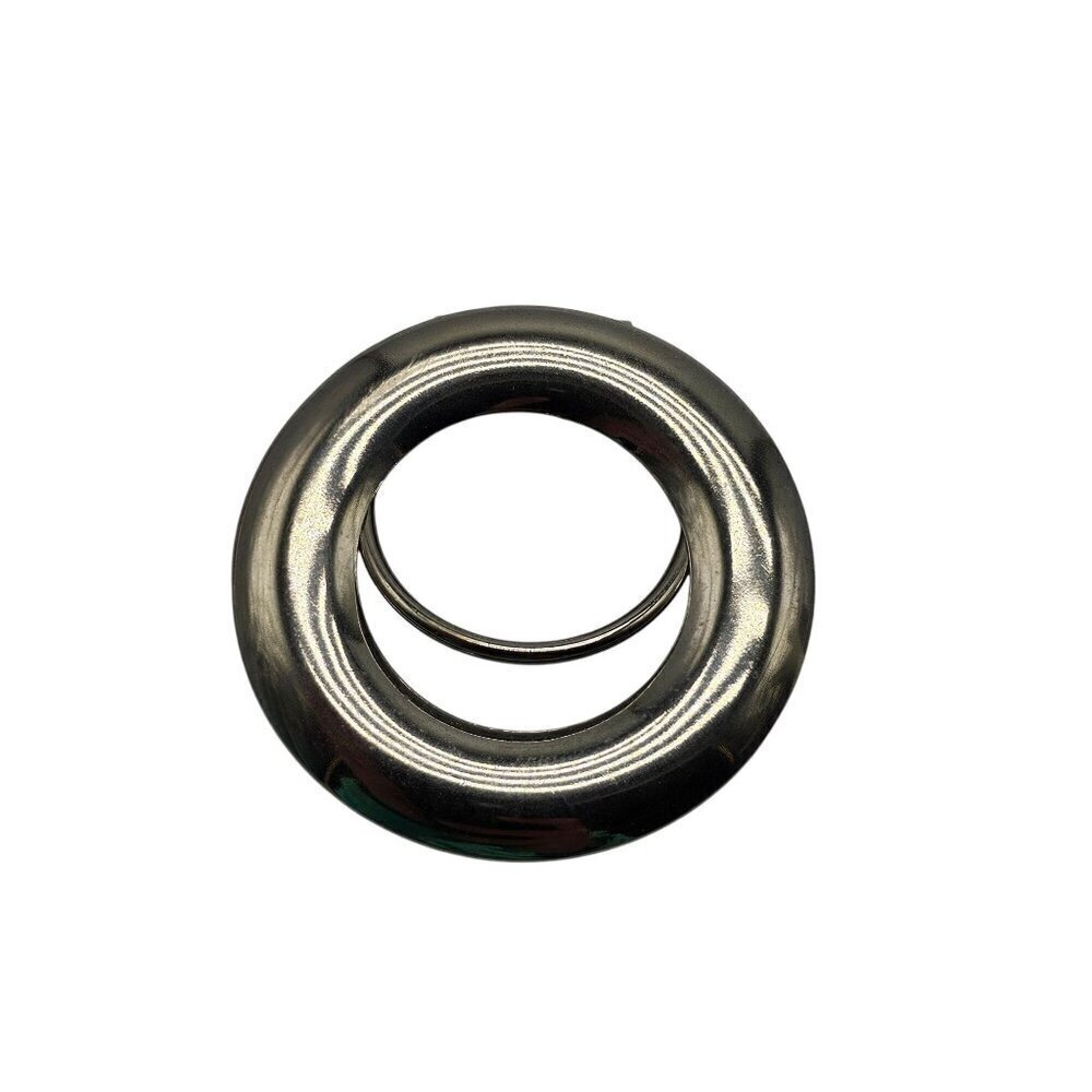 Vintage Silver Tone Round Scarf Clip With Spring Mechanism Modernist Jeri Lou